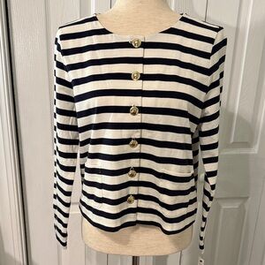 Talbots Striped Button-Down Shirt with Gold Accents Sz Mp